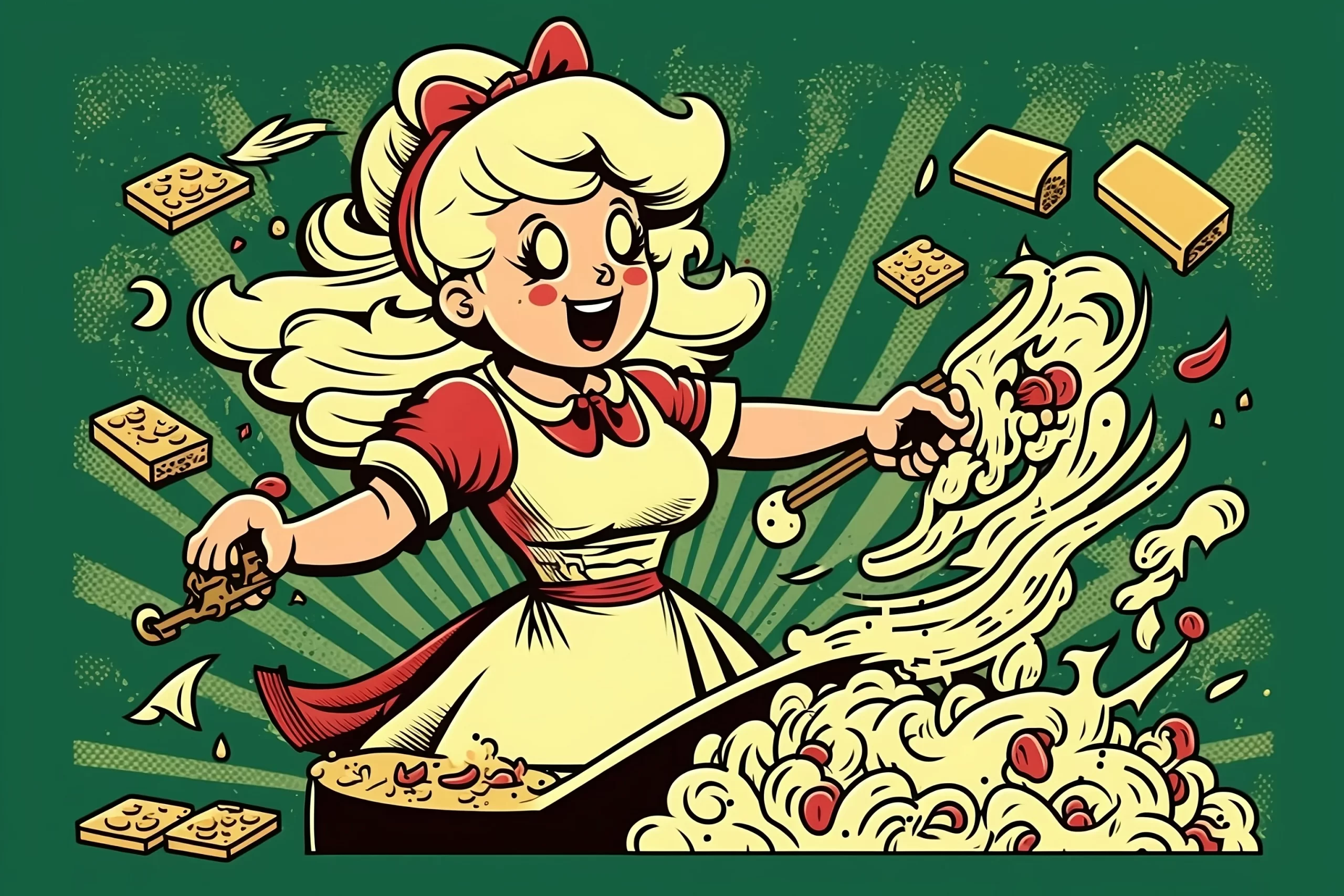 Cooking pasta retro style